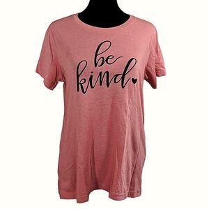 PositiviTees Be Kind T-Shirt Top S (4-6) Dusky Rose Pink Crew Neck Short Sleeve
